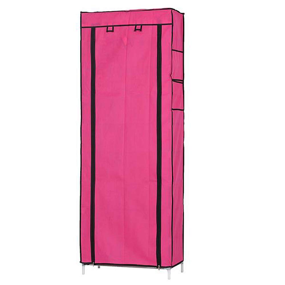 10-Tier Shoe Rack Organizer with Dustproof Cover - Space Saving Stackable Shoe Storage Cabinet for Closet, Entryway & Bedroom - Non-Woven Fabric Shoe Shelf Tower (Rose Red)