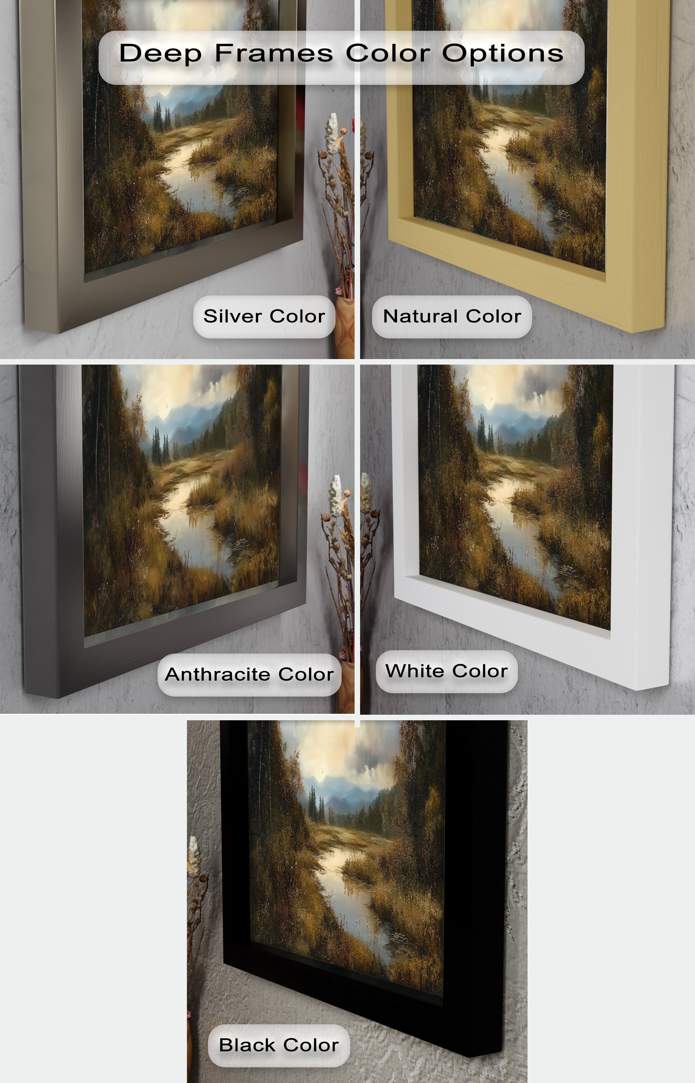 Autumn River Landscape Oil Painting - Handmade Canvas Wall Art for Living Room, Bedroom & Office Decor