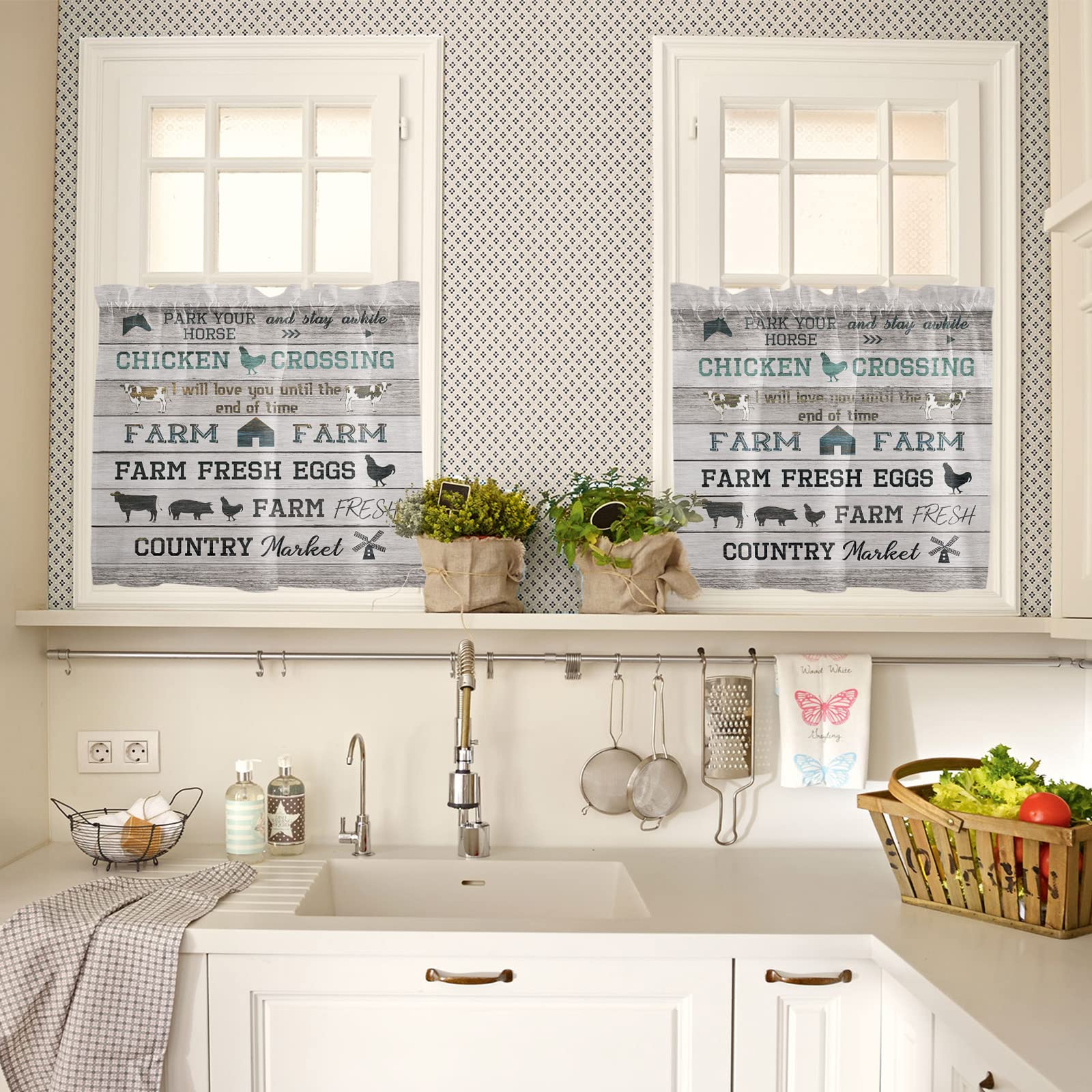 Farmhouse Window Tier Curtain Set of 2 Panels - 55