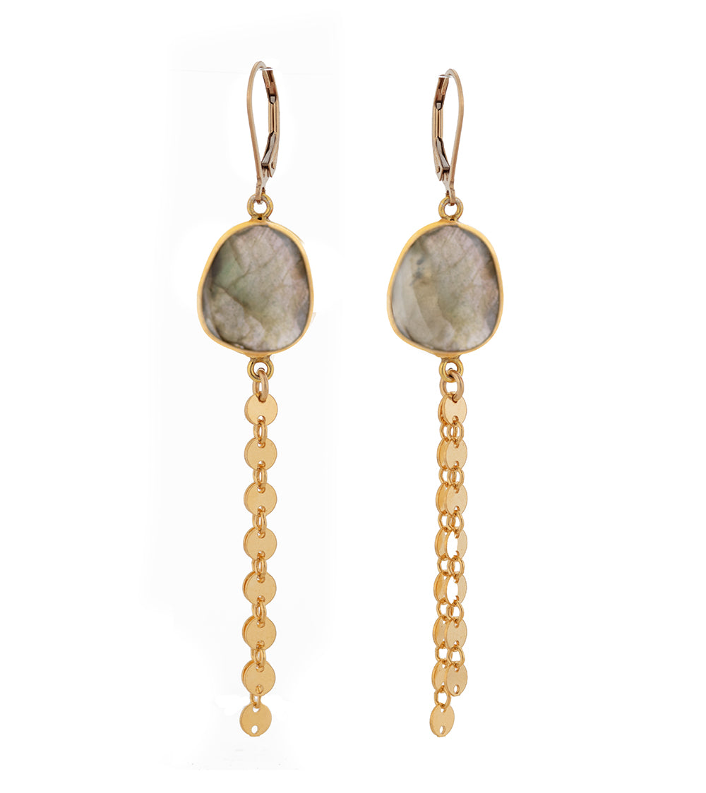 Labradorite Faceted Stone Earrings for Women – Handmade Dangle Earrings with Genuine Labradorite Gemstone | Perfect for Boho, Hippie & Festival Jewelry | Gift for Her