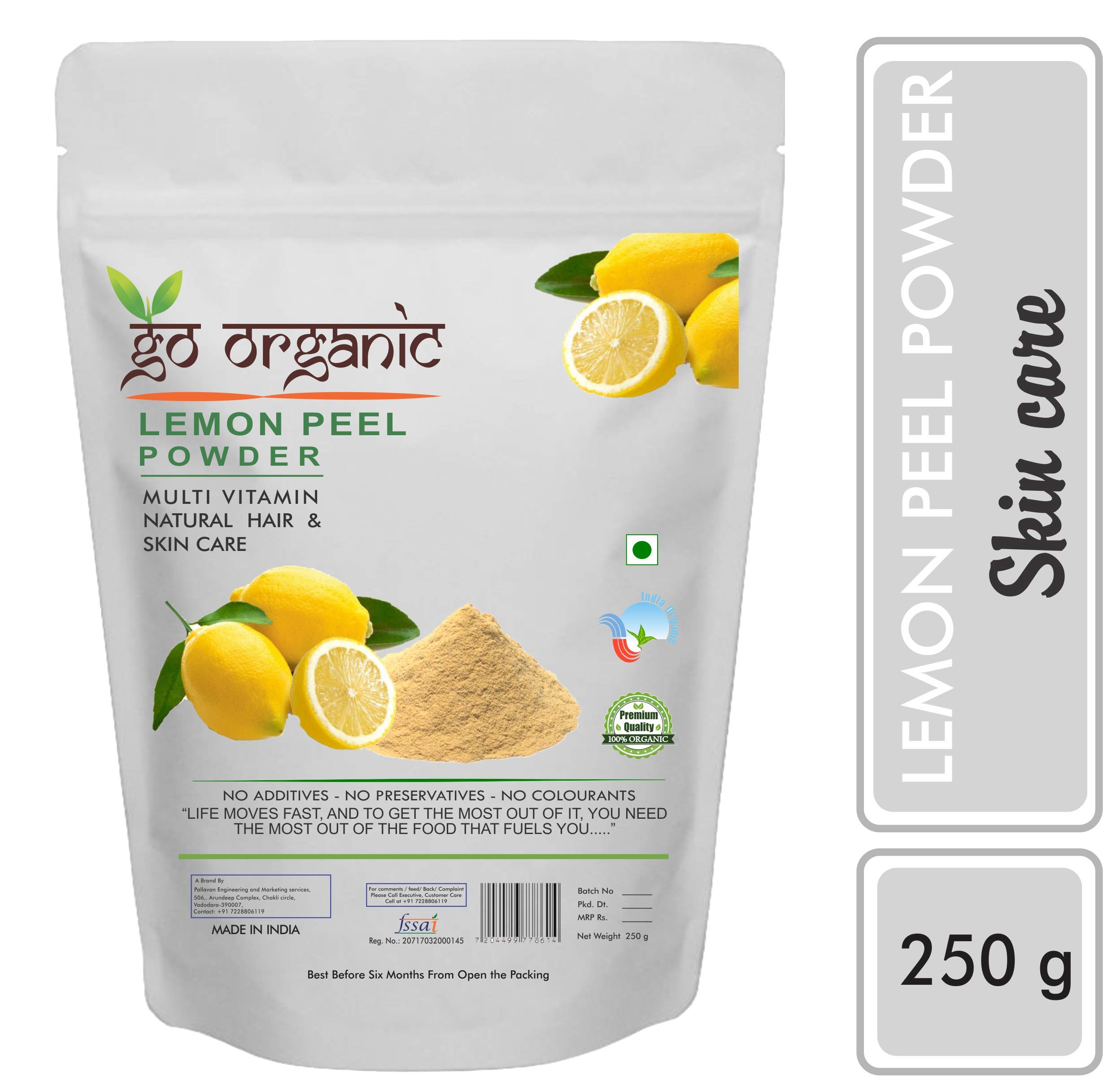 Organic Lemon Peel Powder 100% Natural & Chemical-Free - 250g Skin Brightening Exfoliator for Face & Body | DIY Beauty, Homemade Scrubs & Natural Skincare