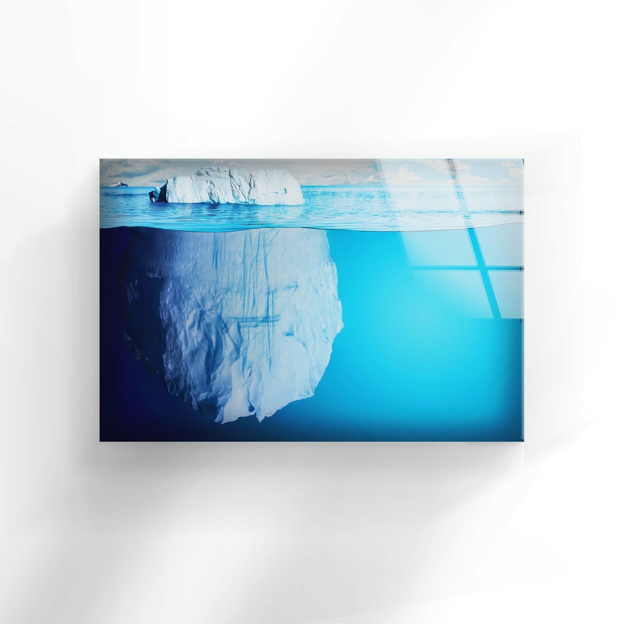 Antarctic Sea Iceberg Glass Wall Art - Stunning Handmade Ocean Decor for Living Room, Bedroom & Office - Perfect Modern Home Decor Gift