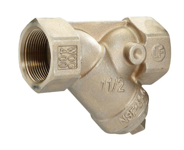 Febco LF650A 1-1/2 Inch Lead Free Wye Strainer with 20 Mesh Screen, Tapped Retainer Cap & Closure Plug - Ideal for Water Filtration in Plumbing, Irrigation, and Industrial Applications