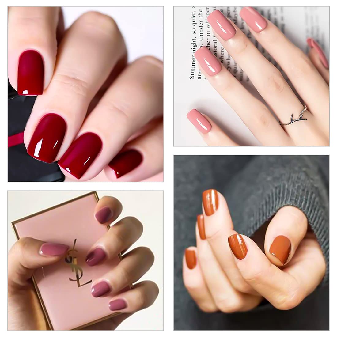 16 Sheets Red Series Solid Color Nail Stickers - Full Nail Wraps for Women | Warm Tone Real Nail Polish Strips with Nail File | Perfect for Nail Art, DIY Manicures & Special Occasions
