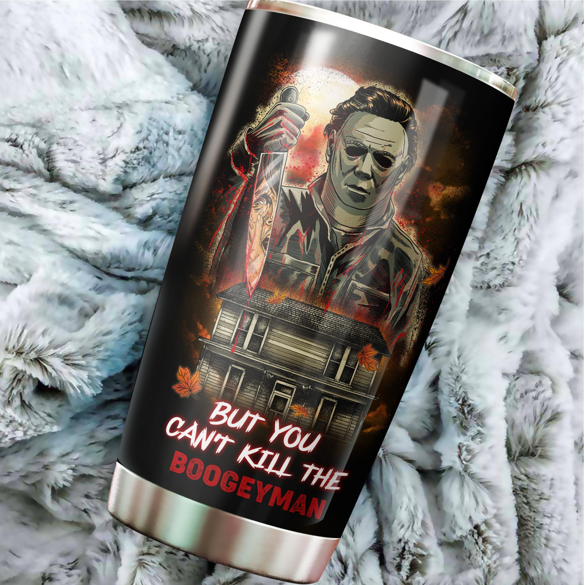 20oz Scary Halloween Tumbler Mug - Horror Themed Insulated Cup for Halloween & Christmas Gifts - Perfect for Spooky Parties, Office Use & Holiday Decorations