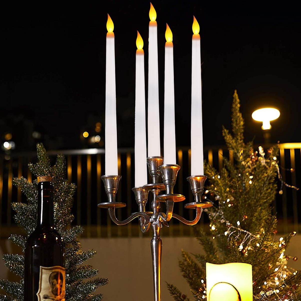 OSALADI Long LED Flameless Candle Lamp - 4 Pack Electronic Faux Wax Candles for Home Decor, Dinner Table, Party, Wedding & Birthday Celebrations - Romantic Ambiance & Safe Lighting Solution