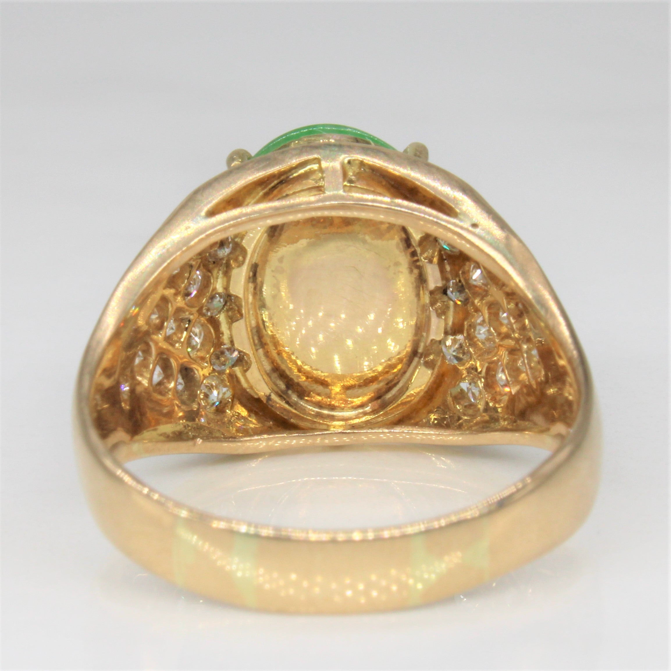 Exquisite 2.55ct Jadeite & 0.39ct Diamond Ring - Size 8.25 - Elegant Green Gemstone Jewelry for Women - Perfect for Weddings, Anniversaries & Special Occasions