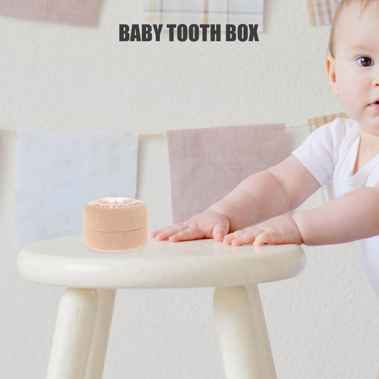 Vaguelly Baby Tooth Holder - Wooden Keepsake Box for Boys & Girls | First Tooth Storage Container & Organizer | Perfect for Baby Teeth Collection & Memory Preservation | Ideal for Nursery, Baby Showers & Gifts