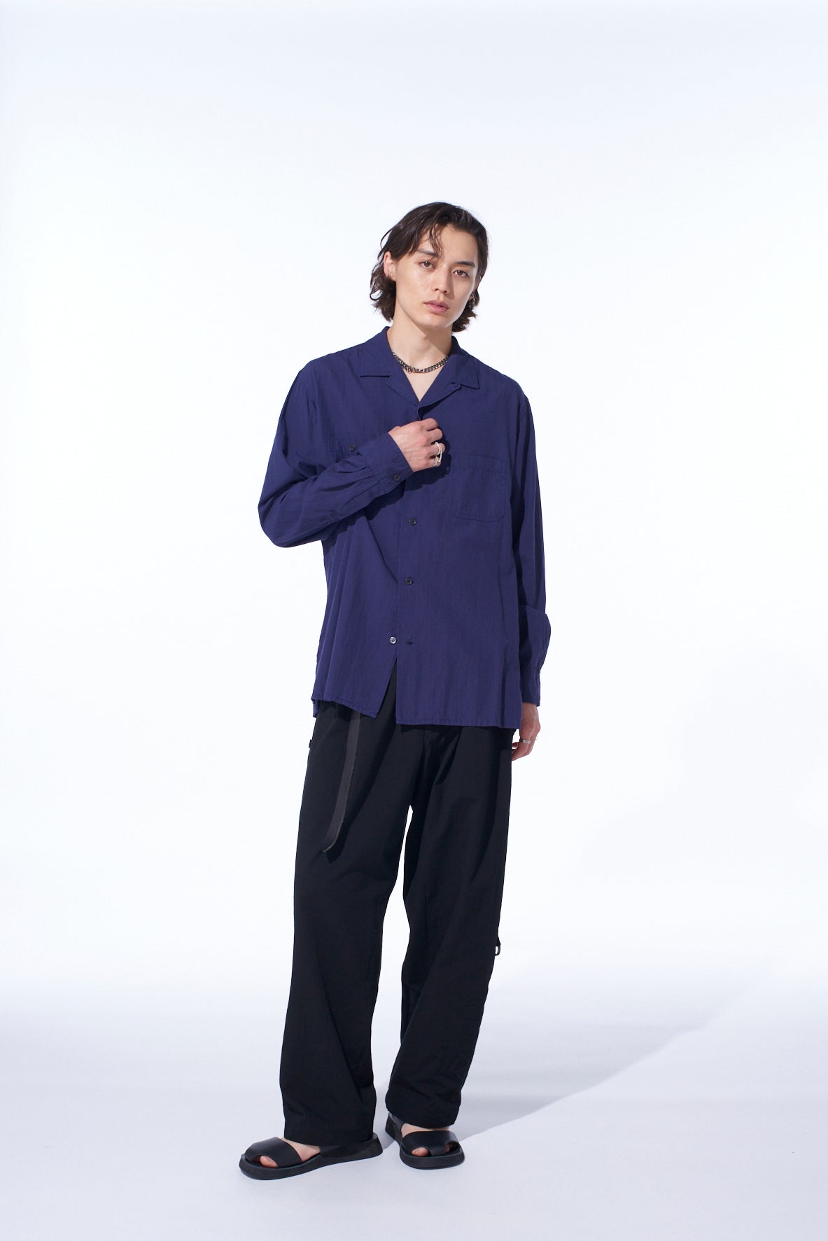Premium Loose Fit Chambray Broadcloth Shirt for Men - Comfortable Open Collar Casual Shirt for Work, Travel & Everyday Wear