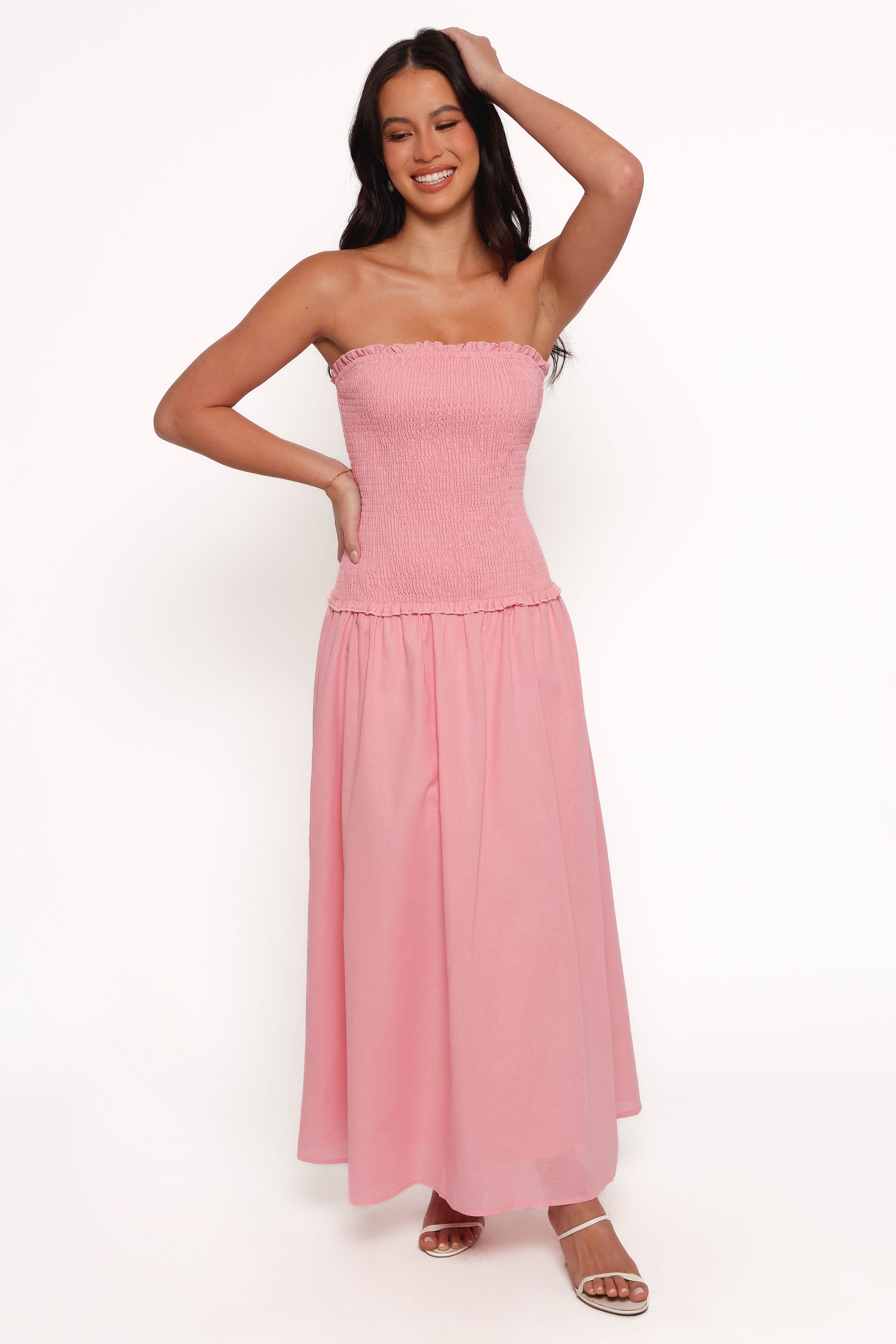 Bea Maxi Dress for Women - Soft Pink Flowy Long Dress, Summer Boho Chic Style, Perfect for Beach, Vacation, and Casual Outings