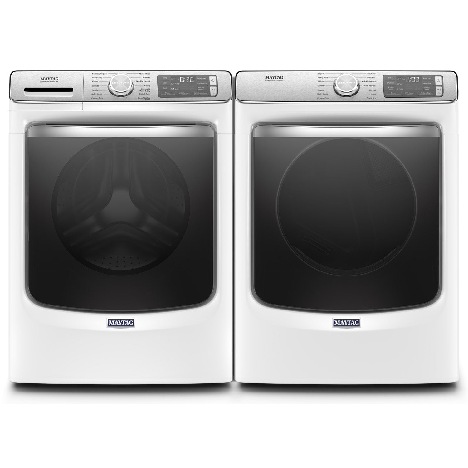 Maytag White Front Load Washer 5.8 cu ft & Gas Dryer 7.3 cu ft Laundry Set MHW8630HW/MGD8630HW - Perfect for Large Families & Heavy Duty Laundry Needs