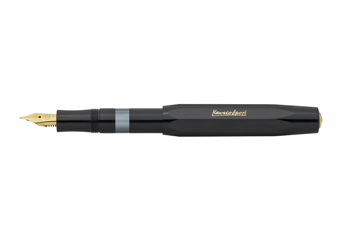 Kaweco Piston Classic Sport Fountain Pen - Premium Black Ink Pen with Custom Nib Grinds | Perfect for Writing, Journaling & Calligraphy | Luxury Gift for Pen Enthusiasts