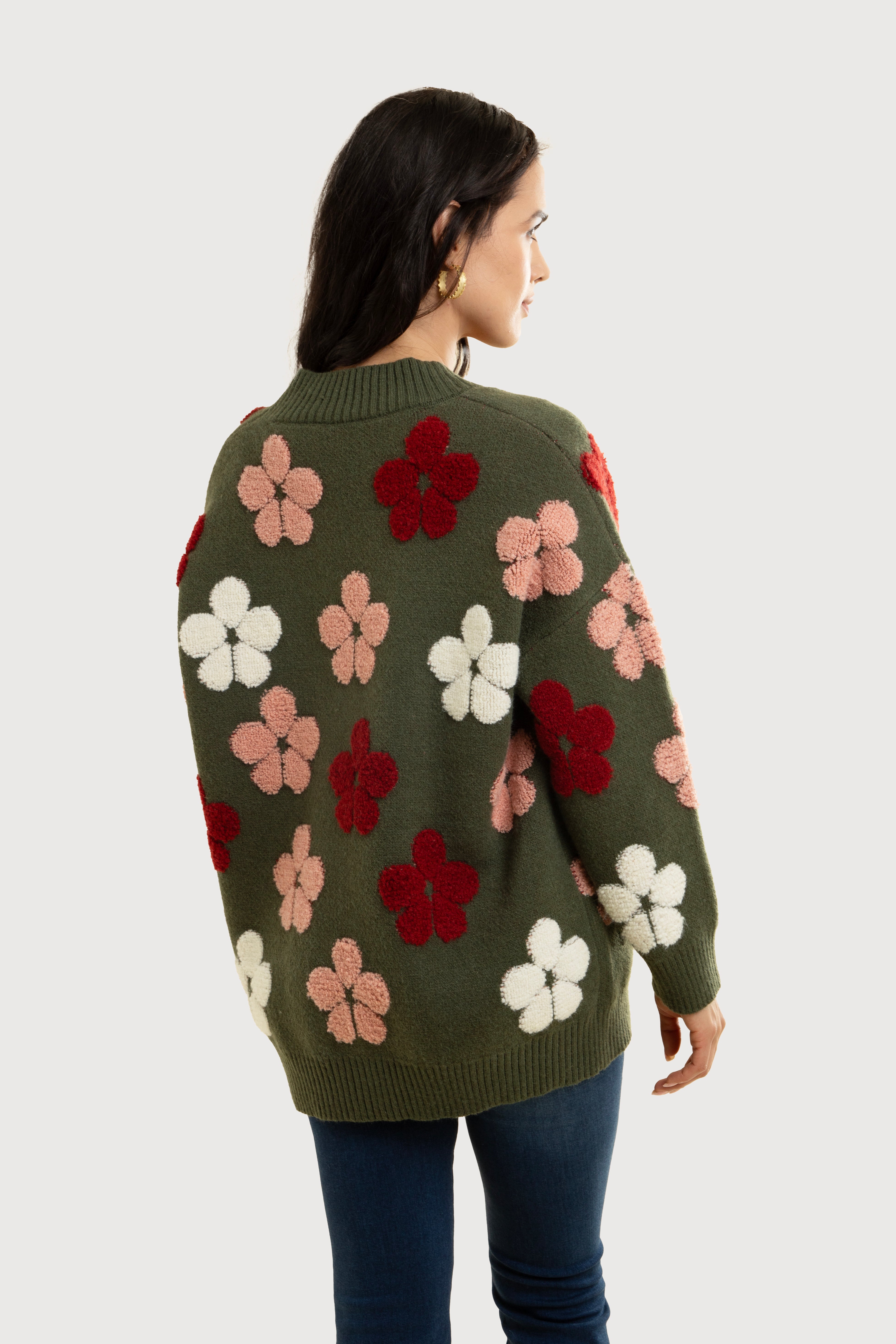 Floral Knit Cardigan for Women - Lightweight Open Front Sweater - Perfect for Spring & Fall Outfits, Office Wear & Casual Dates