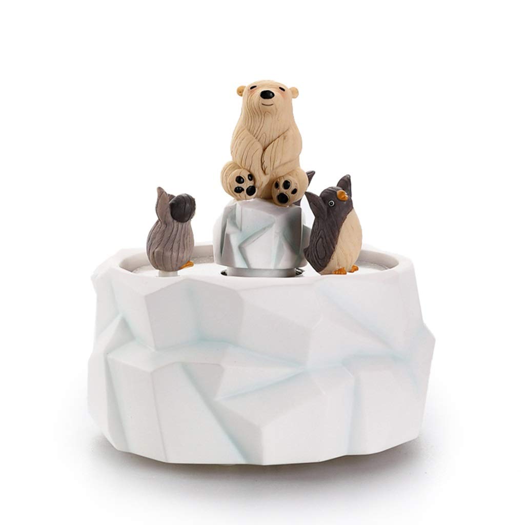 Kerryshop Cute Polar Bear Theme Music Box - Rotating Animal Music Box with Penguin, Home Decor Ornament, Creative Birthday Gift for Kids - Perfect for Nursery Decor, Baby Showers & Holiday Gifting