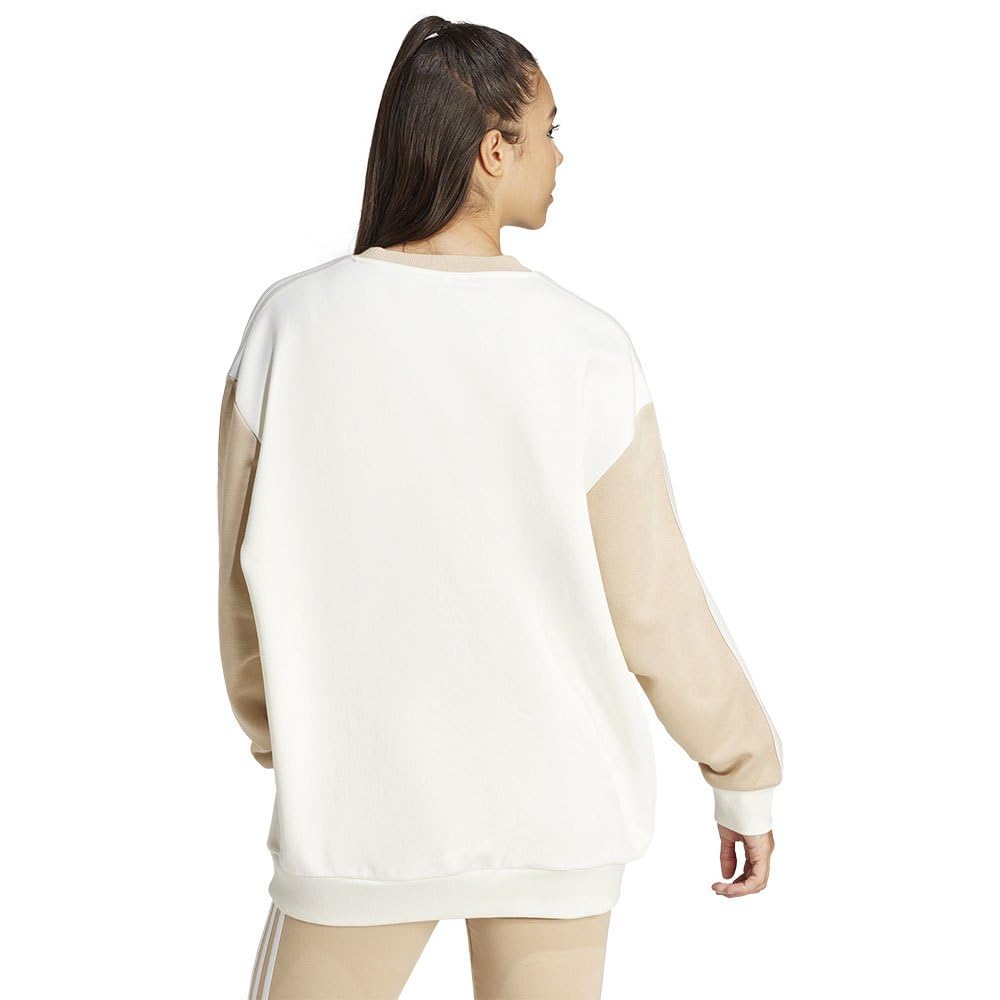Adidas Women's Essentials 3-Stripes Oversized Fleece Sweatshirt | Cozy Pullover Hoodie for Casual Wear, Lounge & Street Style | Perfect for Winter, Gym & Everyday Outfits