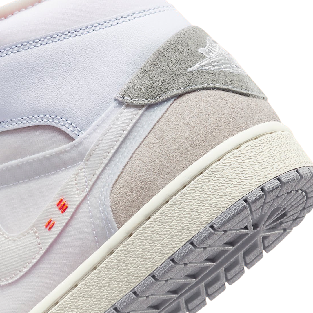 Air Jordan 1 Mid SE Craft Inside Out Sneakers - White/Phantom Grey/Sail Orange Colorway | Basketball Shoes for Men & Women | Perfect for Streetwear & Casual Wear