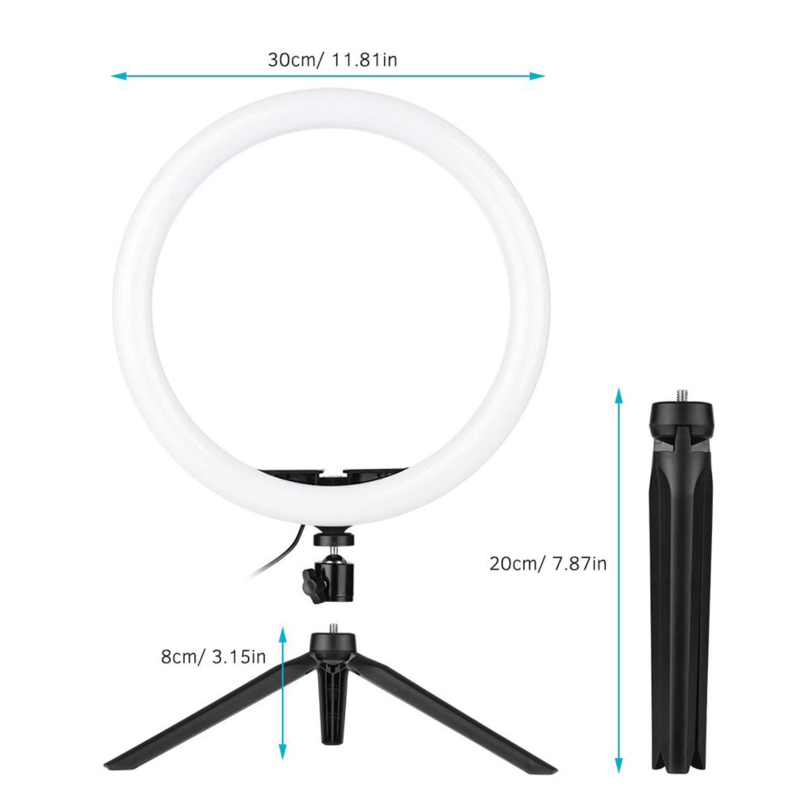 12inch LED Ring Light 5600-8200K with Tripod & Phone Stand - Perfect for Live Streaming & Photography