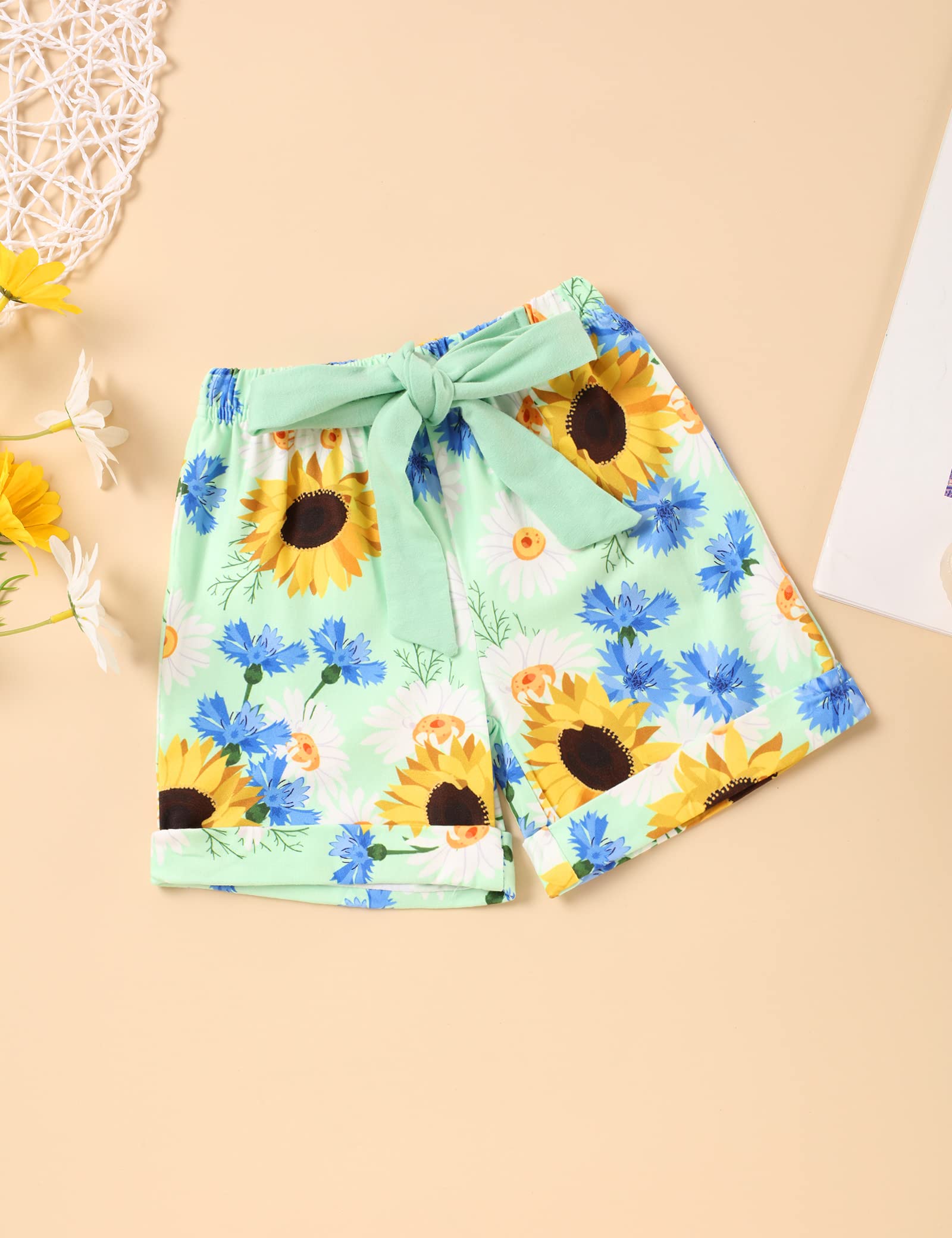 Hipea Toddler Girl Floral Outfit Set - Sleeveless Tank Top, Shorts & Headband for Summer | Cute Playtime & Beach Vacation Outfits