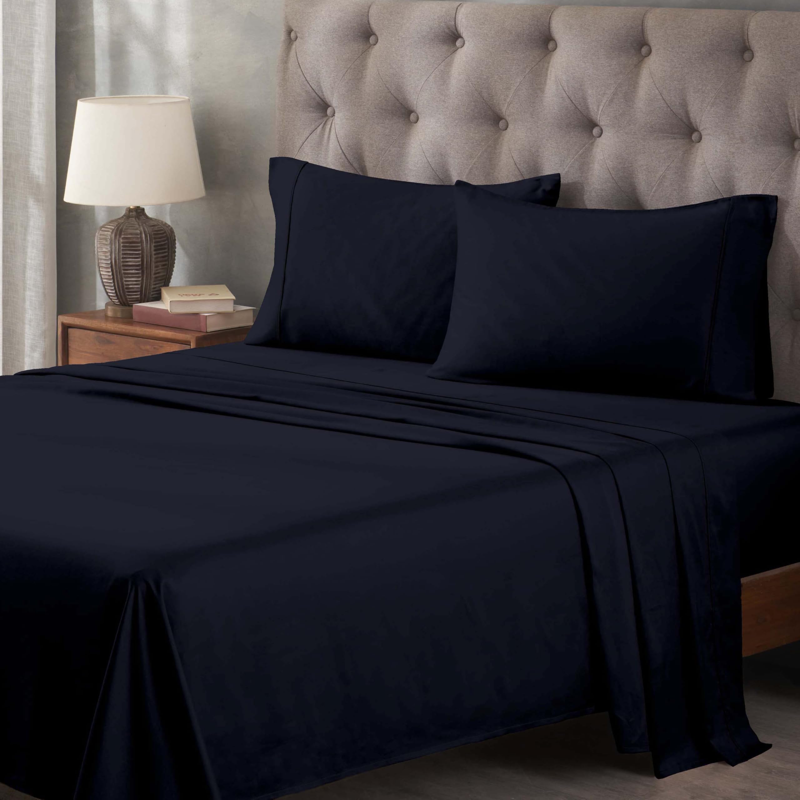 Luxury 100% Egyptian Cotton Sheet Set - 400 Thread Count, Soft Sateen Weave, Hotel Quality Bedding - 18