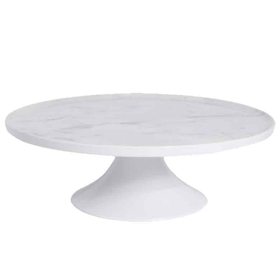 Elite Global Solutions M12RPKT 12x4 Inch Round Melamine Plate Stand - Faux Carrara Marble Design for Elegant Dining, Party Serving & Home Decor