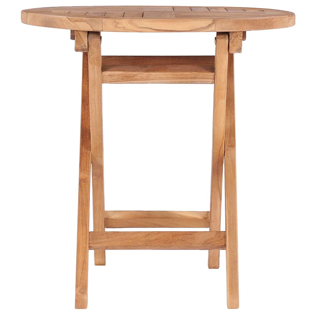 Premium VidaXL Folding Patio Table – Solid Teak Wood Round Outdoor Dining Table – Weatherproof & Space-Saving Garden Furniture – Smooth Sanded Finish – Natural Wood Look – Perfect for Backyard BBQs, Poolside Gatherings & Small Balconies