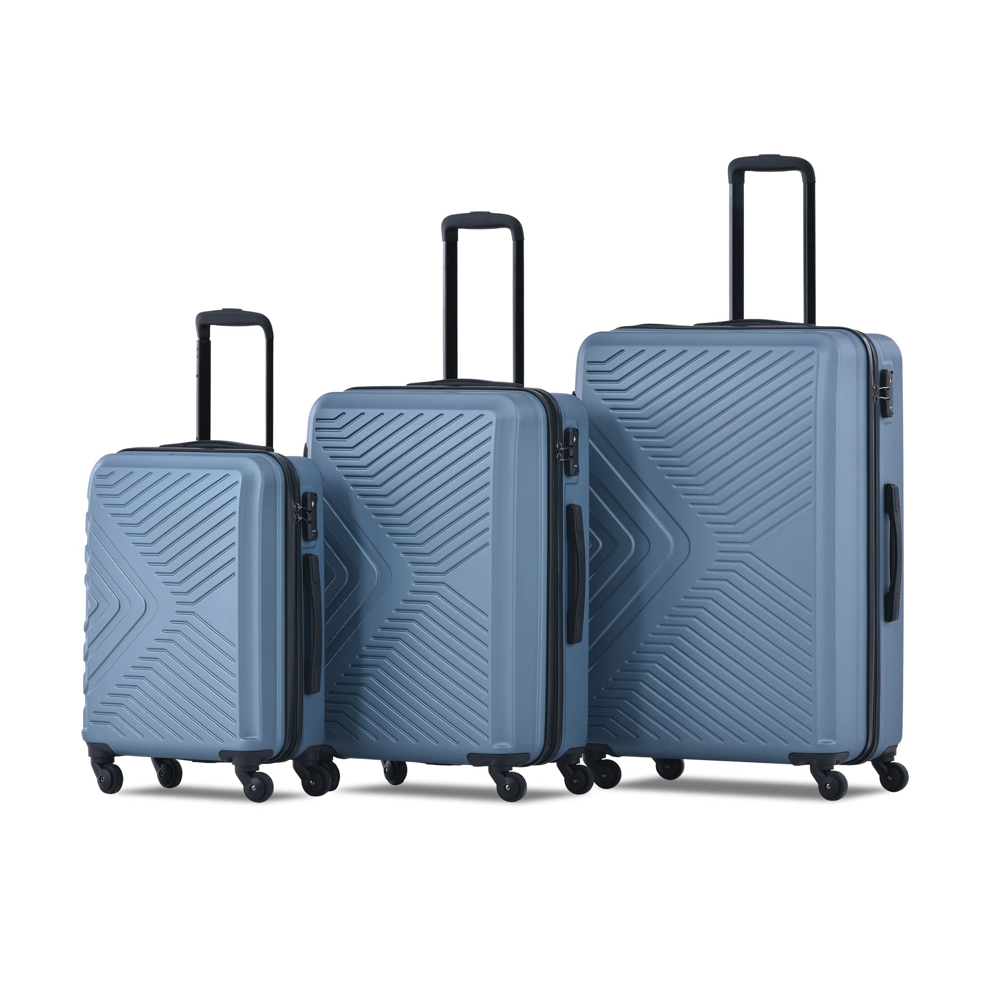 HomVent 3-Piece Spinner Luggage Set with TSA Lock - 20/24/28 Inch Hard Shell Suitcases for Men & Women (Blue) - Perfect for Air Travel, Business Trips & Family Vacations