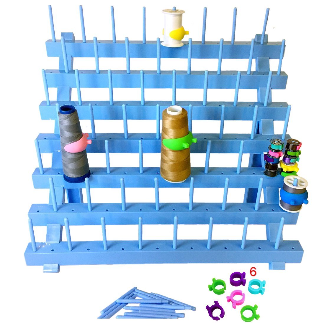 PeavyTailor Thread Rack Holder - 70 Removable Pins Foldable Sewing Organizer Stand (40.5x40cm) for Thread Cones, Embroidery Spools & Quilting Skeins Storage - Perfect for Sewing Rooms, Craft Stations & Quilting Workshops