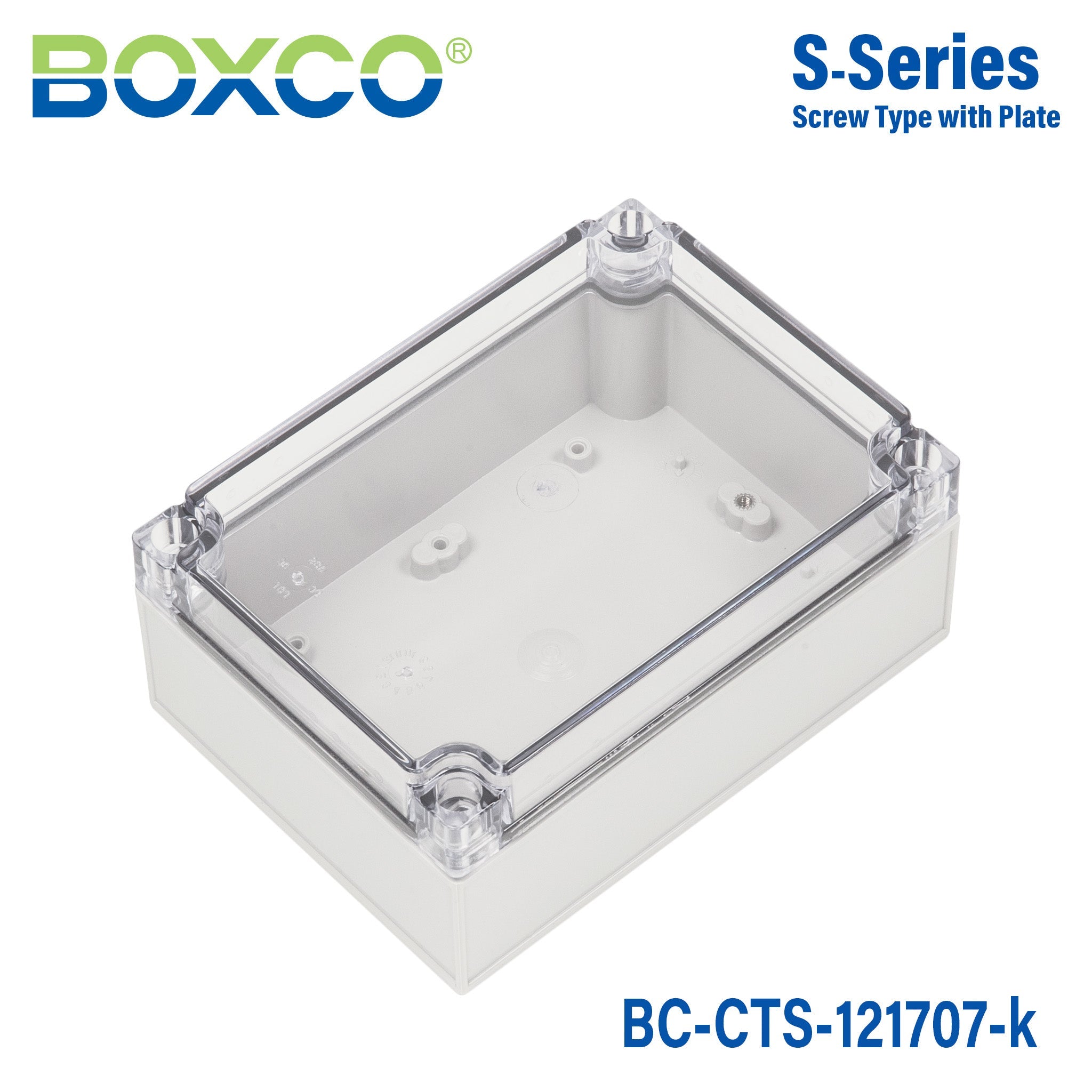 Boxco S Series 4.92x6.89x2.95 Inch (125x175x75mm) Waterproof Plastic Enclosure - IP67 & IK08 Rated, Polycarbonate Transparent Cover with Screw Mounting - Ideal for Outdoor Electronics, Industrial Equipment & DIY Projects