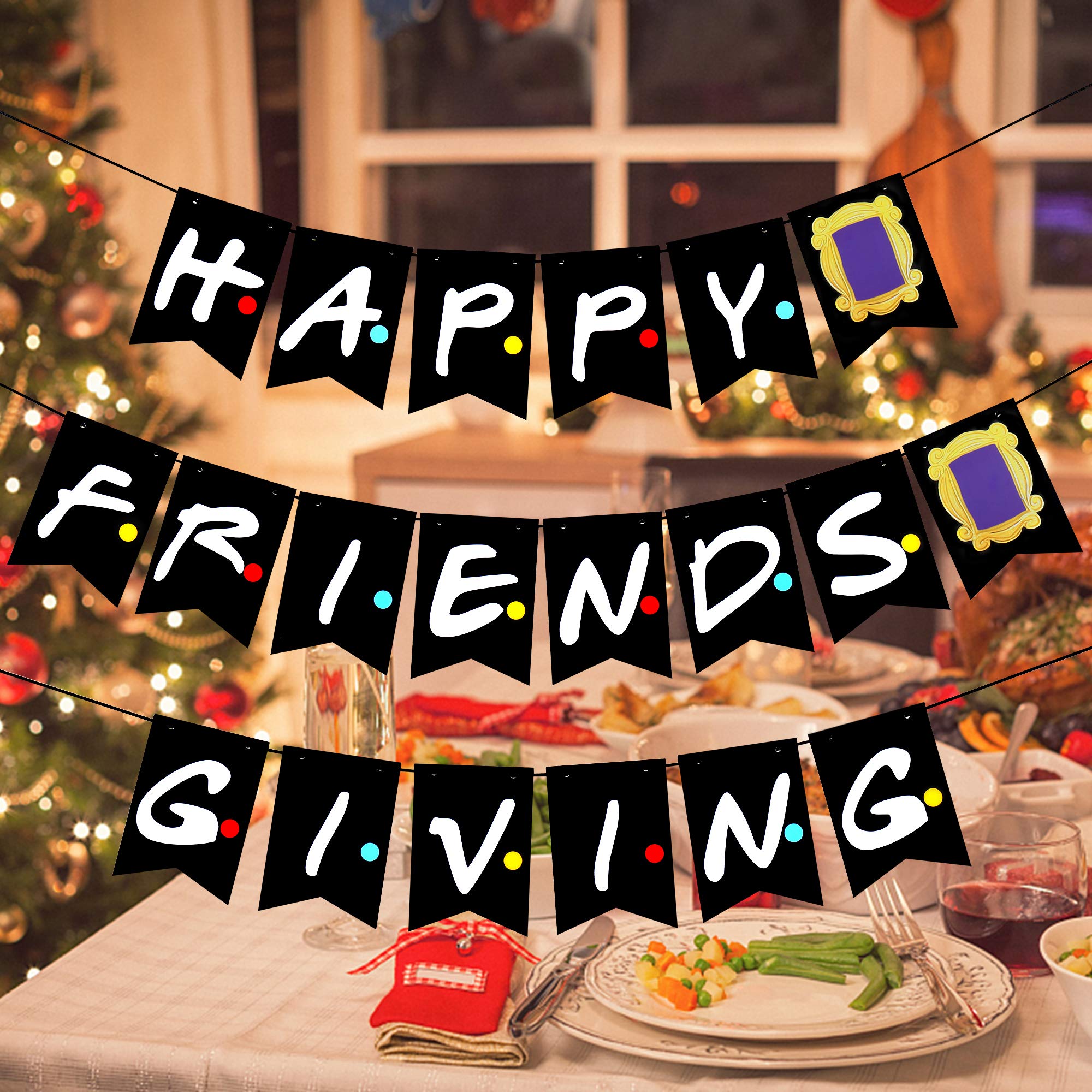 Happy Friendsgiving Banner - Thanksgiving Party Decorations for Friends - Perfect for Home, Office & Friendsgiving Gatherings