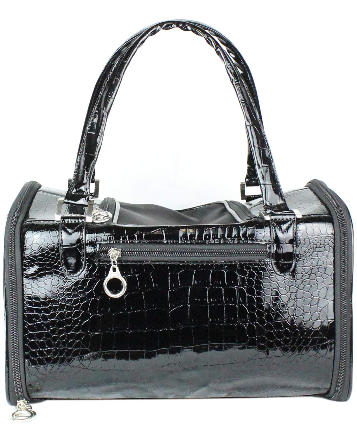 Parisian Style Pet Carrier Purse for Small & Medium Dogs - Black Breathable Dog Handbag with Adjustable Shoulder Strap - Fashionable Puppy Carrier for Travel, Shopping & Daily Outings