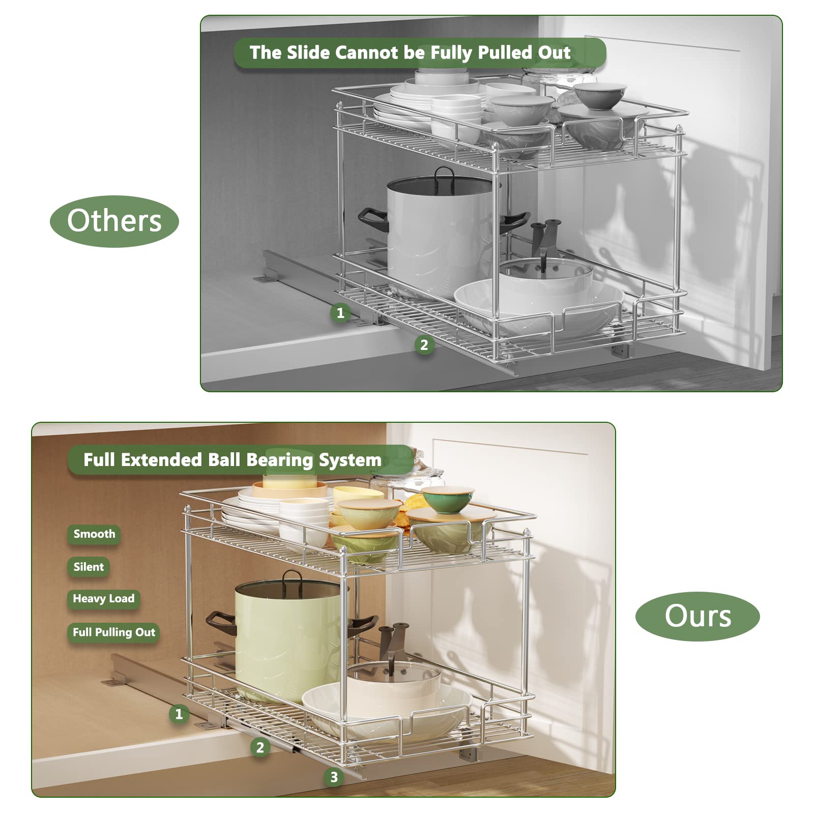 ROOMTEC 2-Tier Pull Out Cabinet Organizer - 17