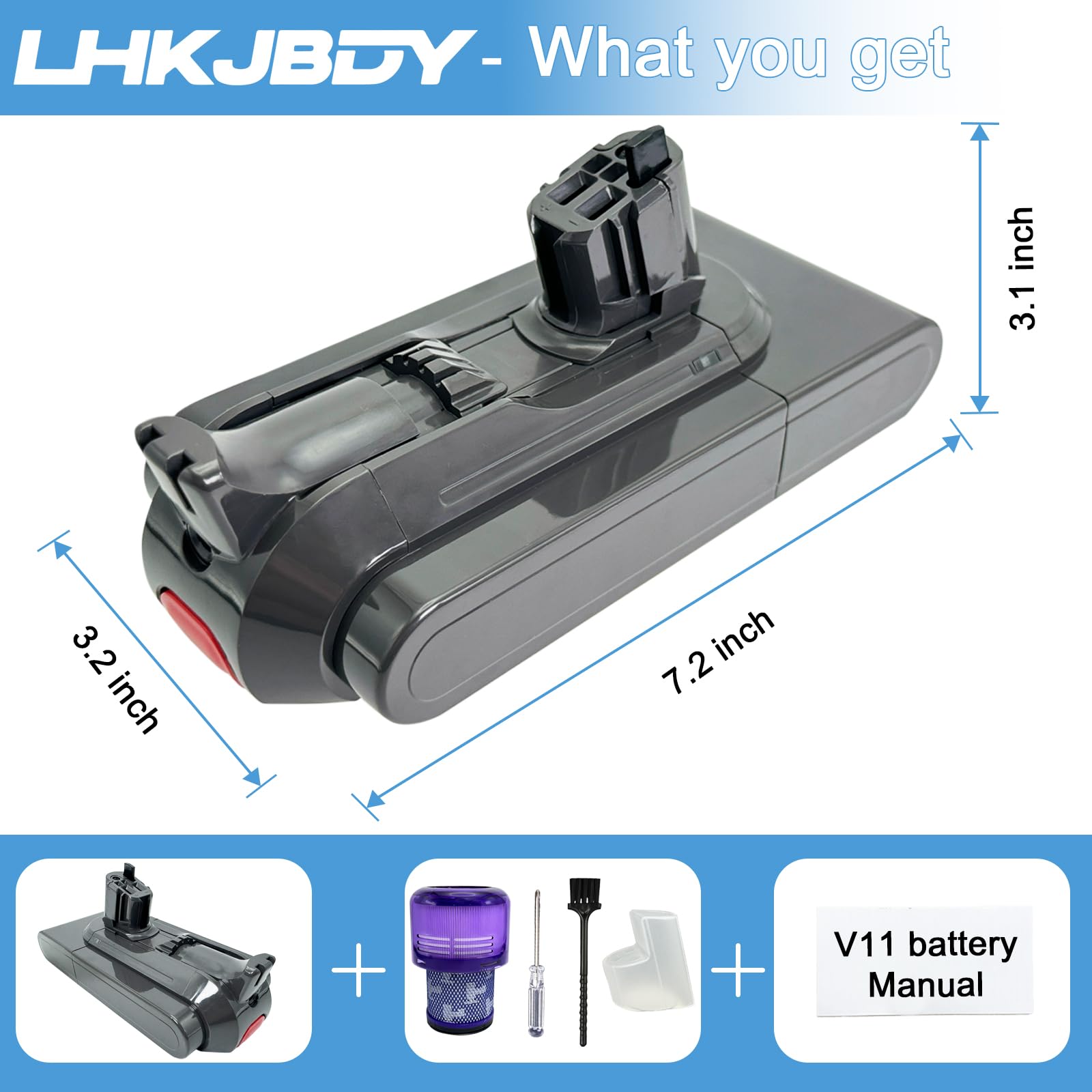 V11 Click-in Battery Replacement 25.2V 4500mAh 113.4Wh - Compatible with Dyson V11 Absolute Extra, V11 Absolute Pro, V11 Complete Extra, V11 Torque Drive+, V11 Fluffy Extra Cordless Vacuum (Click-in Version Only) - Perfect for Home Cleaning & Pet Hair Removal