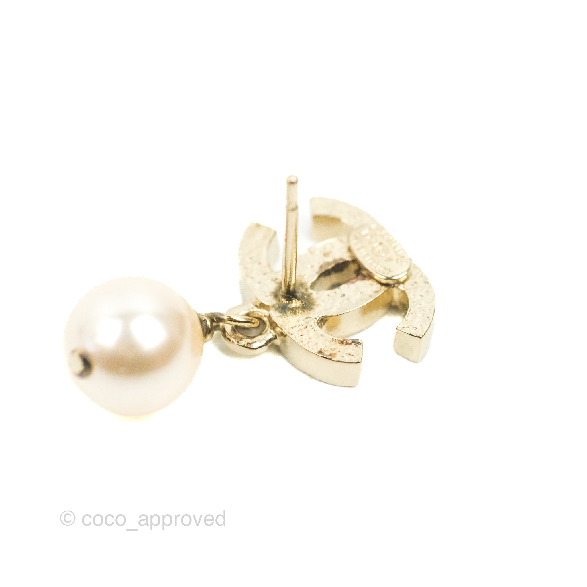Chanel CC Pearl Drop Earrings in Gold - 13V Luxury Fashion Jewelry for Women | Perfect for Weddings, Parties & Special Occasions