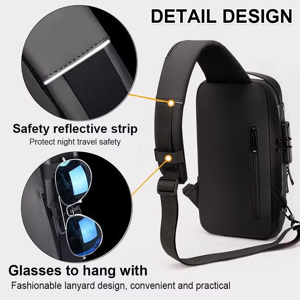 PRIMIL Anti-Theft Crossbody Sling Backpack for Men & Women - Waterproof Shoulder Bag with Lock & USB Charging Port - Perfect for Travel, Hiking, Gym, Picnic & Daily Commute | Durable & Secure Design for Outdoor Adventures & Urban Lifestyle