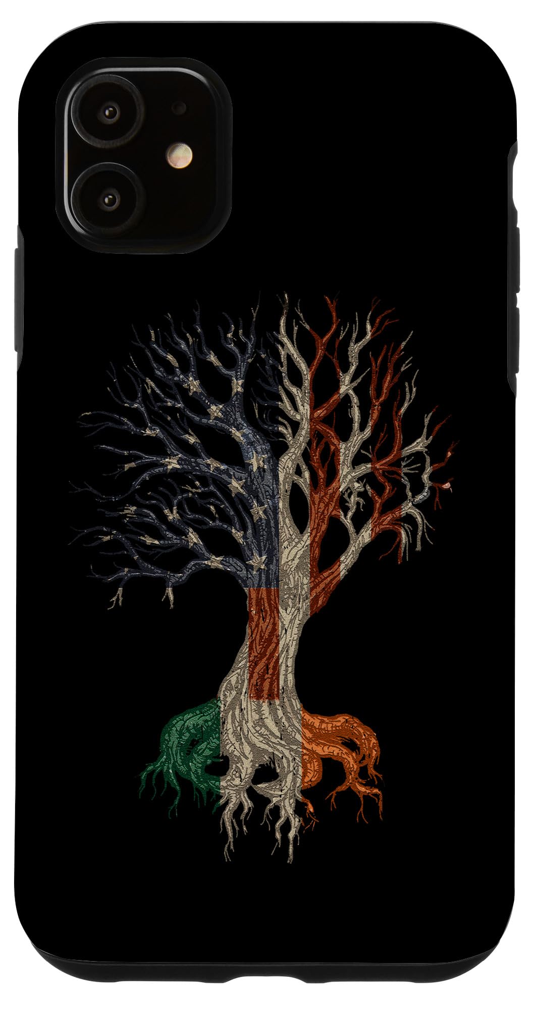 iPhone 11 Case with Irish American Flag Design - St Patrick's Day Celtic Roots Tree Protective Cover - Perfect for Irish Heritage Celebrations & Everyday Use