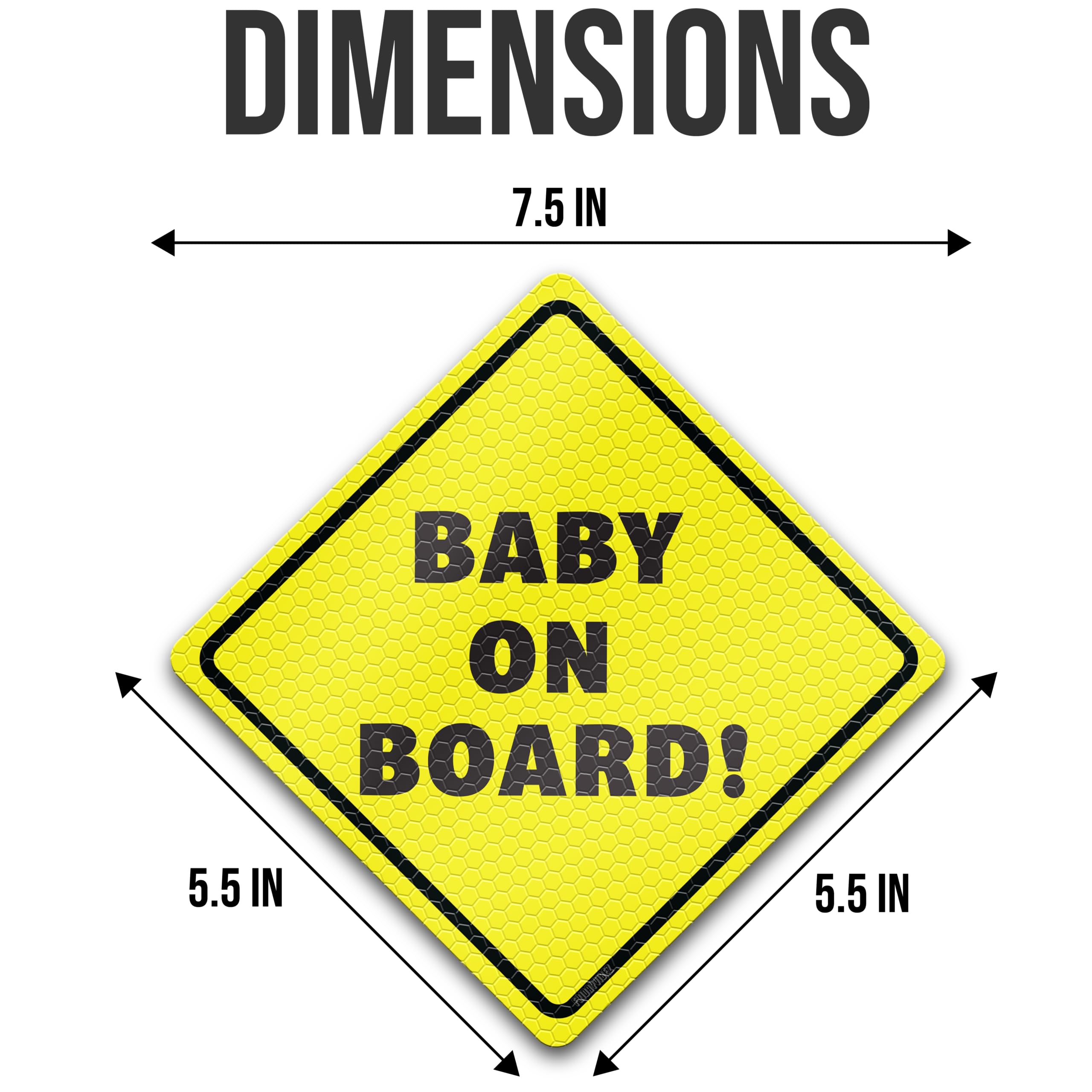 Baby On Board Car Sign - 2 Pack Reflective Magnetic Bumper Sticker (5.5
