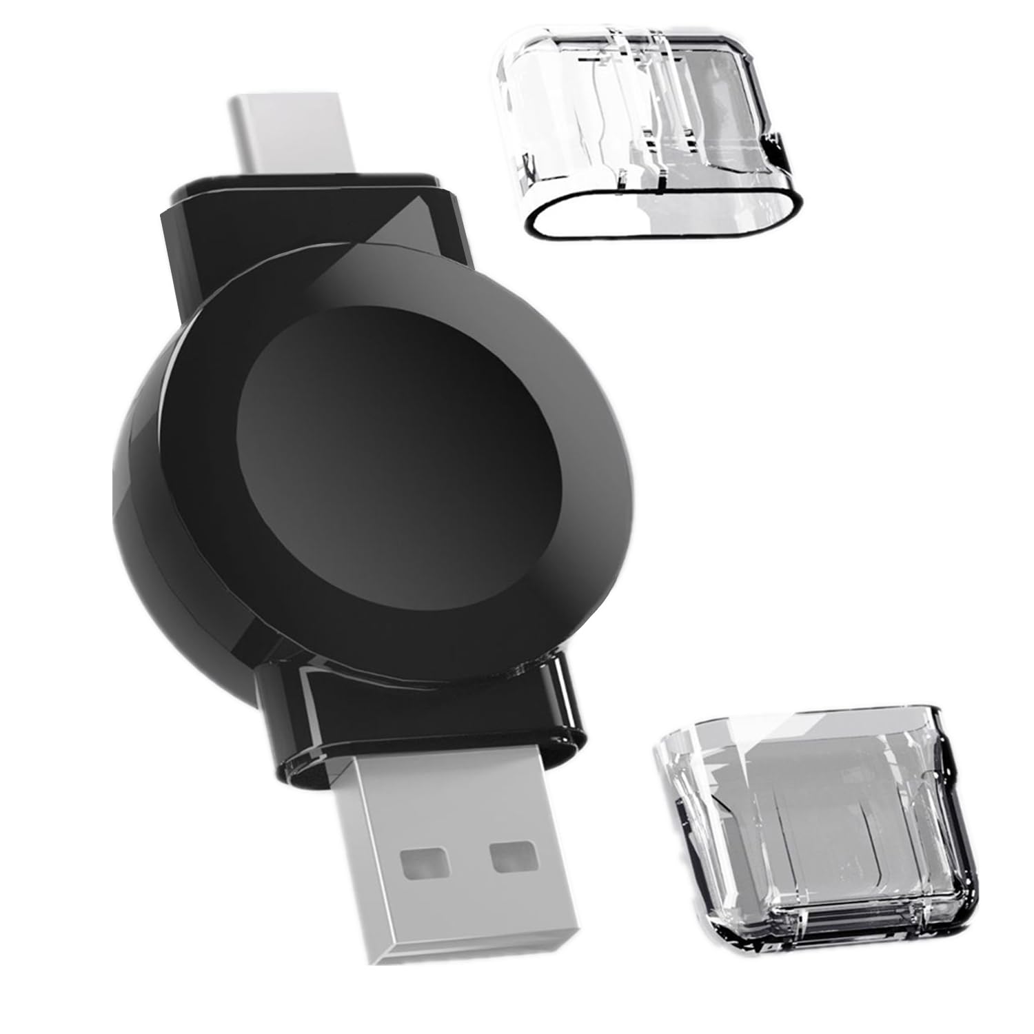 Byforphye Magnetic Wireless Charger for Apple Watch - Fast USB-C & USB-A Portable Charger for iWatch SE/Ultra 2/Series 9/8/7/6/5/4/3/2 - Perfect for Travel, Office & Home Use (Black)
