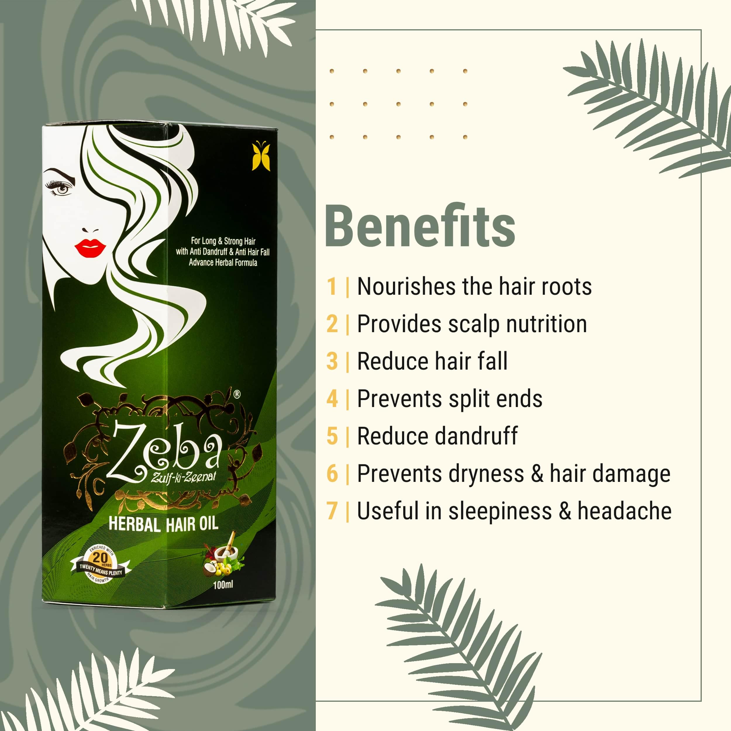 Zeba Herbal Hair Oil & Henna Hair Protein Powder Combo Pack (100ml Oil + 100g Powder) - Reduce Hair Fall, Anti-Dandruff Treatment with Natural Ingredients | For Daily Hair Care, Scalp Nourishment & Stronger Hair Growth
