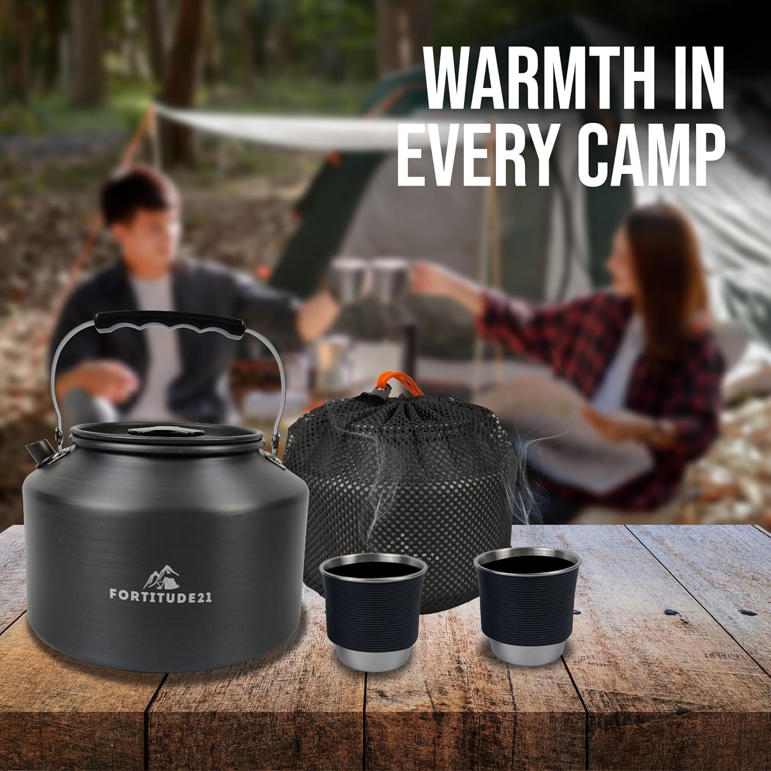2.2L Stainless Steel Stovetop Tea Kettle - Camping Kettle for Boiling Water, Coffee & Tea - Perfect for Home, Outdoor & RV Use