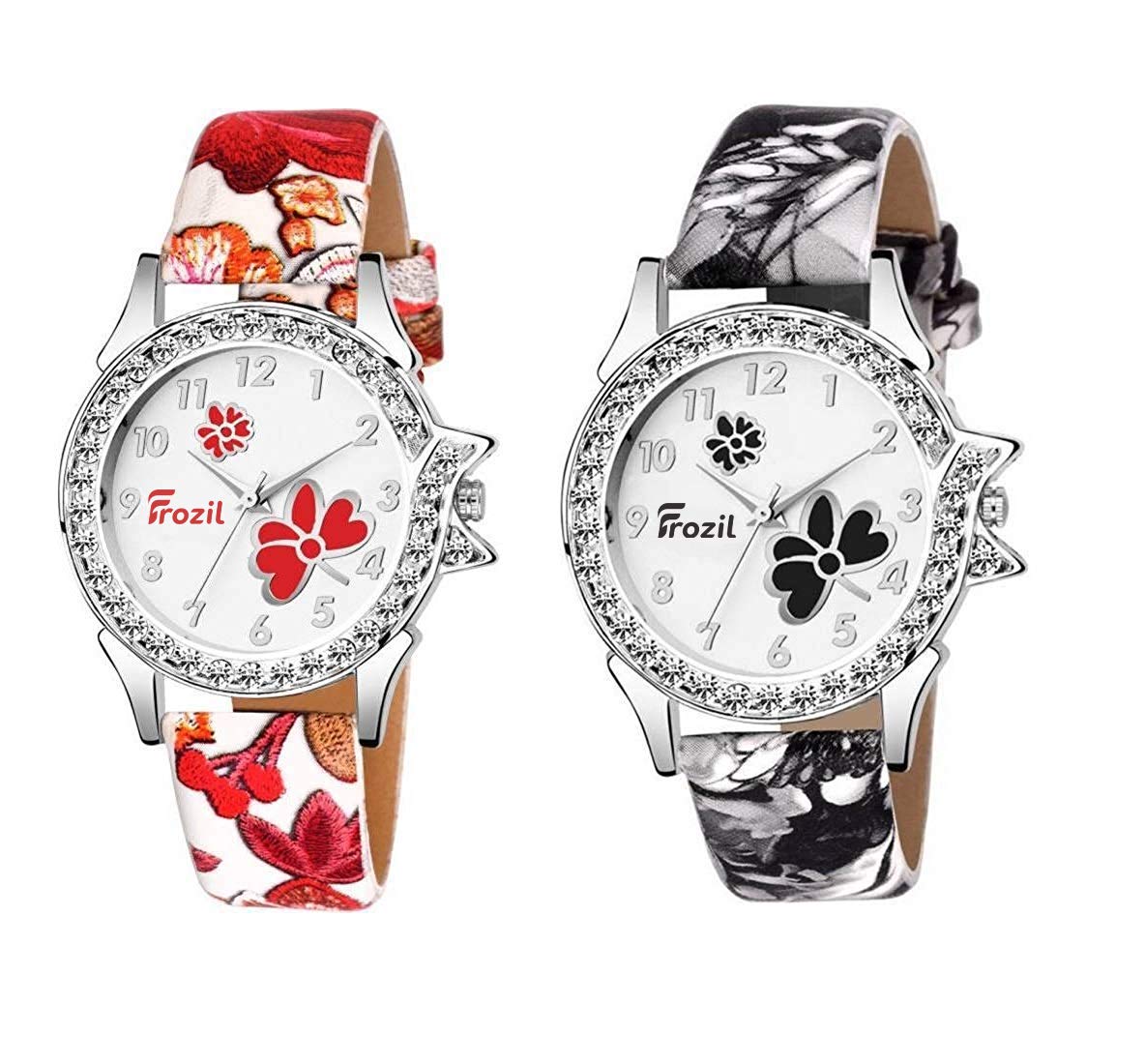 FROZIL Analog White Dial Watch for Girls - Stylish & Durable Combo Watch (S-330-331) | Perfect for School, Parties & Everyday Wear
