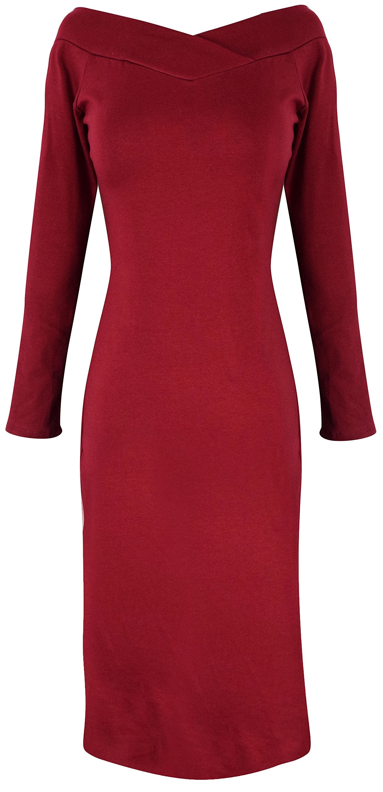 Women's Slimming Bodycon Dress - Midi Length Solid Color Stretchy Figure-Hugging Party & Cocktail Dress for Night Out, Date Night, Clubwear