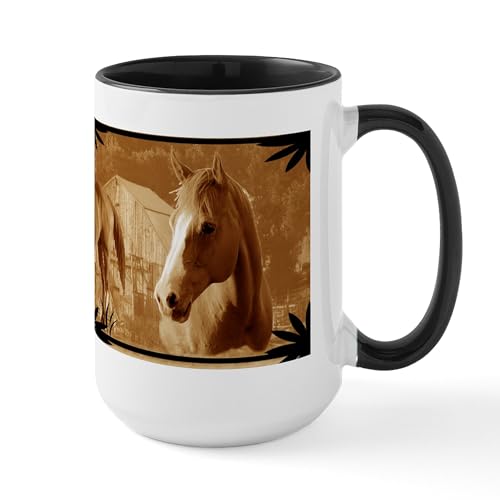 White/Black Inside - Horse Large Mug