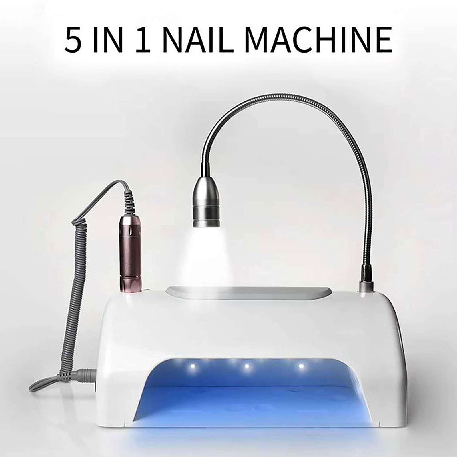 Professional 5-in-1 Electric Nail Drill Machine with UV LED Lamp & Dust Vacuum - 96W Multi-Functional Manicure Kit for Salon & Home Use | Perfect for Nail Art, Acrylics & Gel Polish Drying