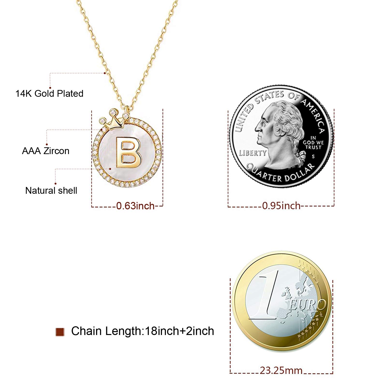 14K Gold Plated Personalized Initial Necklace for Women - Dainty Letter Chain with Crown Charm | Perfect for Gifts, Anniversaries, and Everyday Elegance