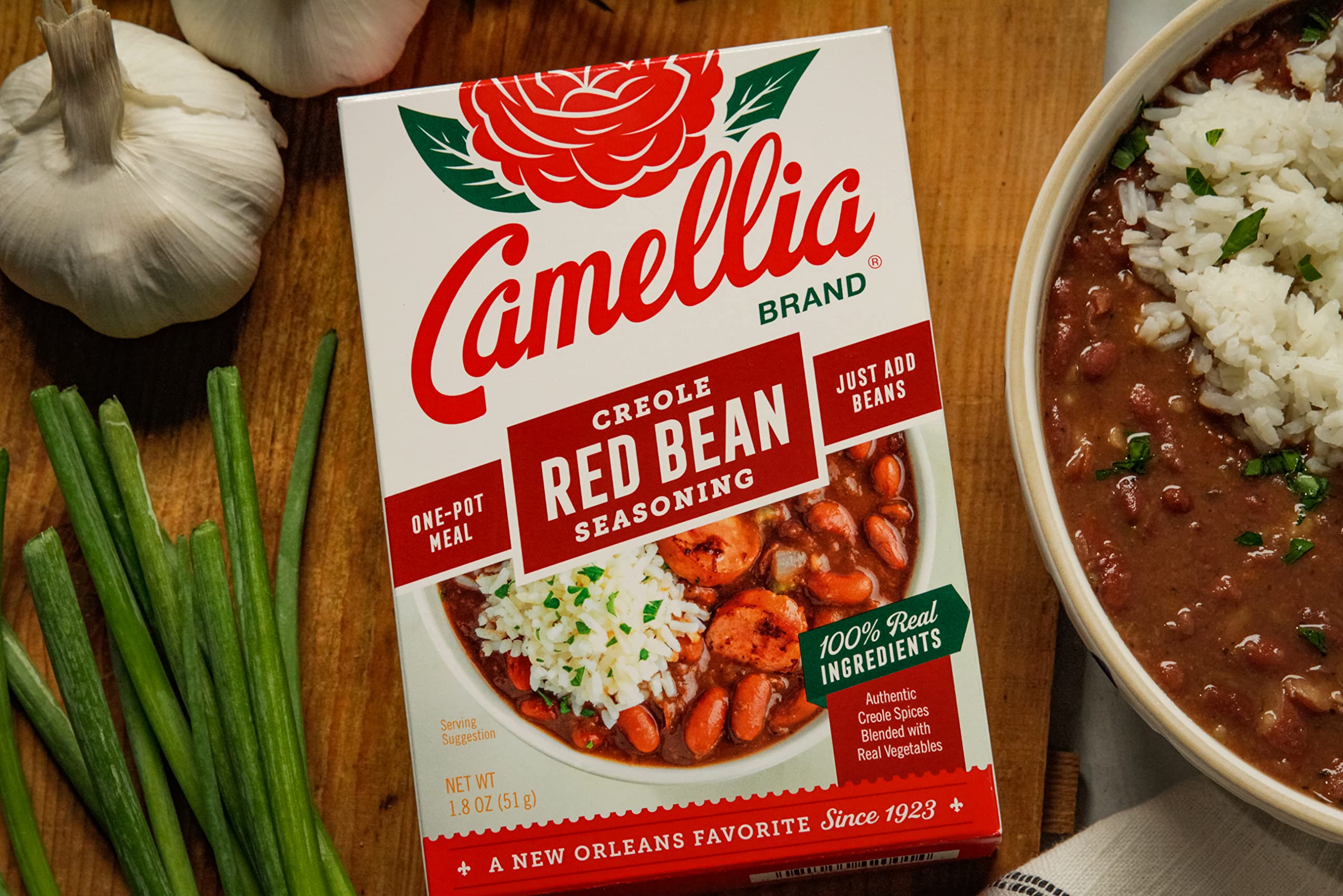 Camellia Brand Premium Dried Red Kidney Beans & Authentic Louisiana Red Bean Seasoning Kit (2-Pack) – Perfect for Gumbo, Chili & Southern Cooking