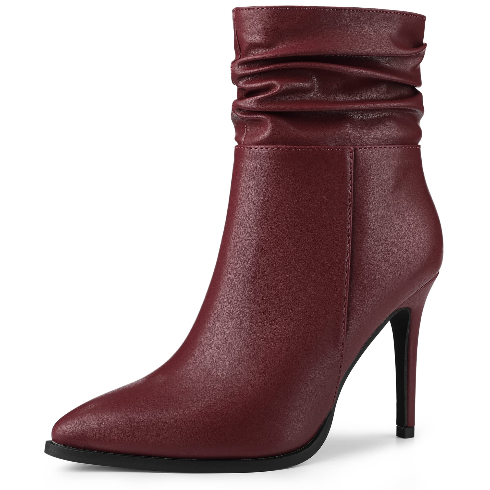 Allegra K Women's Slouchy Pointed Toe Stiletto Heels Ankle Boots - Fashionable High Heel Booties for Night Out, Party & Office Wear