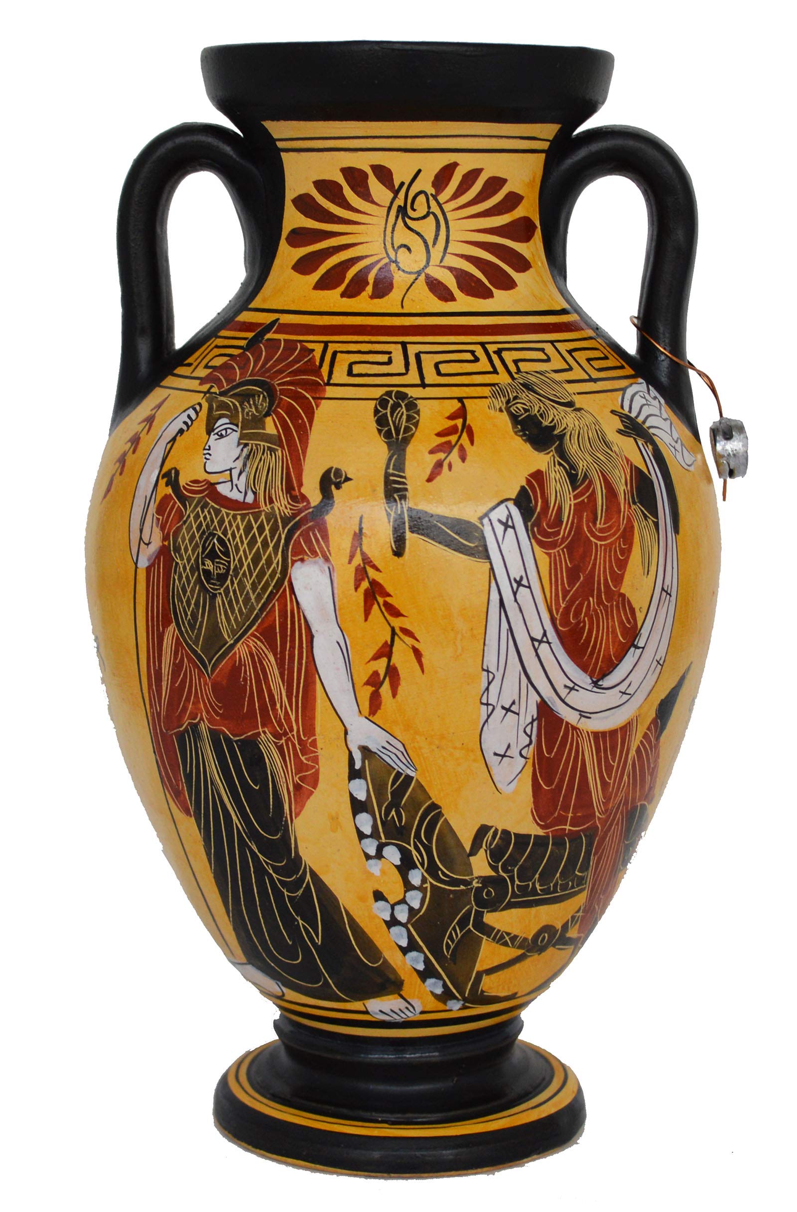 Greek Goddess Athena Aphrodite Artemis Diana Animal Amphora Vase - Handcrafted Ceramic Pot for Home Decor, Wedding Centerpiece & Mythology Lover Gift