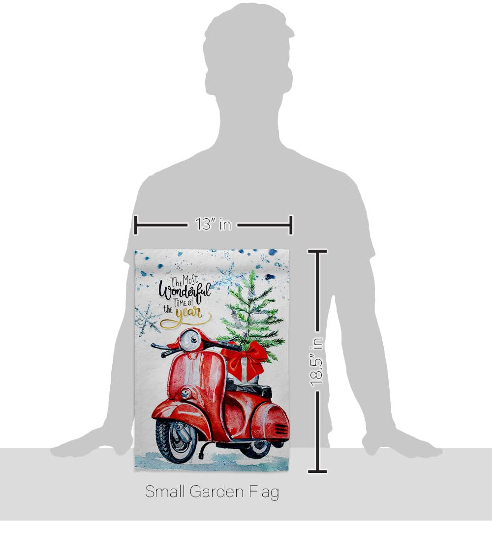 Winter Scooter Garden Flag - Snowflake & Snowman Decor for Yard - Made in USA