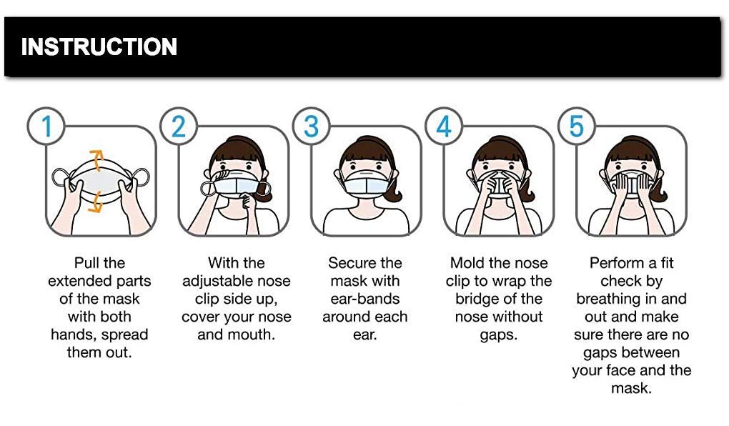 BLUNA KF94 Black Face Mask 10-Pack - Adjustable Strap for Comfort & Safety