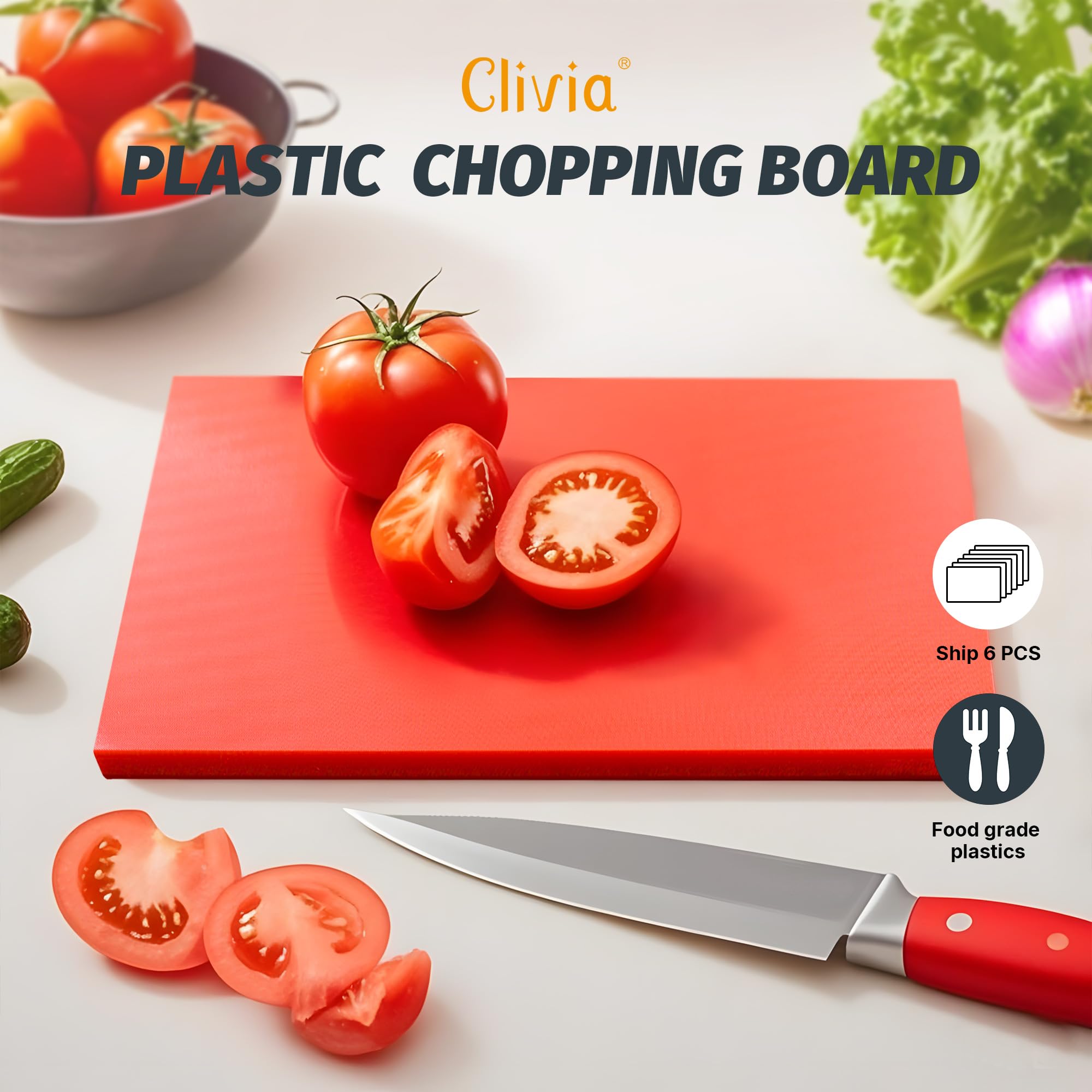 CMI Commercial Grade Plastic Cutting Board Set - 18 x 24 x 1/2 Inch NSF Certified Kitchen Chopping Boards for Vegetables, Meat & Cheese (6-Pack, Multi-Color) - Perfect for Restaurants, Catering & Home Kitchens